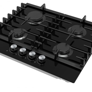 Plita incorporabila Heinner HBH-M421IRFGBK, Gaz, 4 arzatoare, Latime 60cm, Gratar fonta, Aprindere electrica, Sticla neagra - Img 2