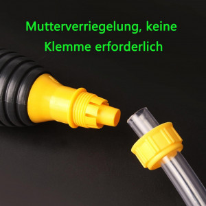 Pompa manuala transfer lichide cu furtun Diko, cauciuc/aliaj de aluminiu/PVC, negru/galben/transparent, 2 m
