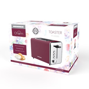 Prajitor de paine Heinner TP-1000BG, Putere 850W, Capacitate 2 felii, 7 Setari rumenire, Burgundy - Img 2