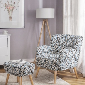 Produs Resigilat Fotoliu cu otoman Re-Bloom Tumba, textil/lemn cauciuc, 74x66x85 cm, model oriental, curea elastica, spuma 20cm, 160 kg, multicolor - Verificat A - Img 2