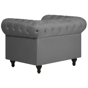 Produs Resigilat Fotoliu Re-Bloom Chesterfield, textil/eucalipt, 112x85x79 cm, spuma, 125 kg, gri deschis - Verificat A - Img 4