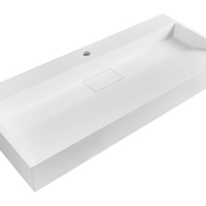 Produs Resigilat Lavoar suspendat Re-Bloom Quenko, ceramica/metal, 100x46x12 cm, dreptunghiular, gaura robinet, alb - Verificat A