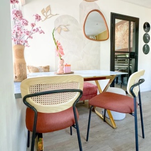Produs Resigilat Masa Re-Bloom Attica, metal/sticla securizata, 120x70x75 cm, 4 persoane, alb/auriu - Verificat A - Img 6