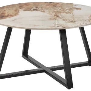 Produs Resigilat Masuta de cafea Re-Bloom Ivins, ceramica/fier, 80x80x40 cm, 50 kg, bej/alb/negru - Verificat A