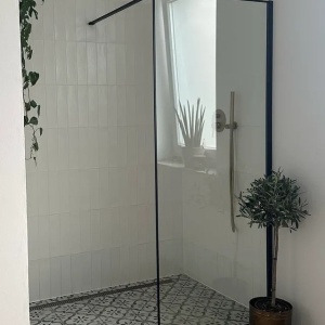 Produs Resigilat Paravan de dus Re-Bloom Waspam, 80x190 cm, sticla securizata 6mm, aluminiu/inox, usa reversibila, negru transparent - Verificat A - Img 2