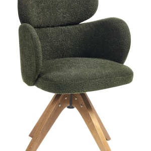 Produs Resigilat Scaun de masa pivotant Re-Bloom Marcy, textil/placaj stejar, 60x66x85 cm, rotire 360°, 100 kg, verde inchis/natur - Verificat A