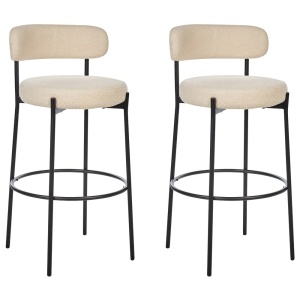 Produs Resigilat Set 2 scaune de bar Re-Bloom Allison, textil/metal, 50x50x97 cm, suport picioare, 120 kg, bej deschis/negru - Verificat A