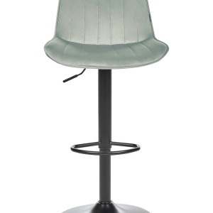 Produs Resigilat Set 2 scaune de bar Re-Bloom Dubrovnik, catifea/otel, 51x54x88-109 cm, pivotante 360°, inaltime reglabila, 120 kg, verde menta/negru - Verificat B - Img 6