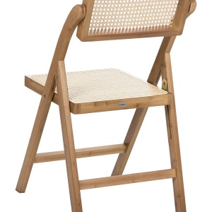 Produs Resigilat Set 2 scaune de masa pliabile Re-Bloom Modane, bambus/ratan PE, 45x54x83 cm, 150 kg, bej/maro - Verificat A - Img 5