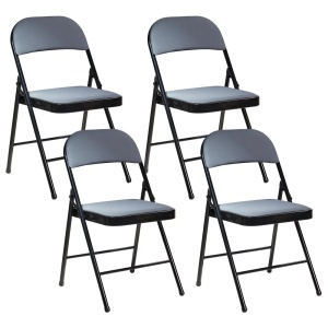 Produs Resigilat Set 4 scaune pliabile Re-Bloom Sparks, plasa/fier, 45x47x77 cm, sezut 36x37 cm, 150 kg, gri inchis/negru - Verificat A