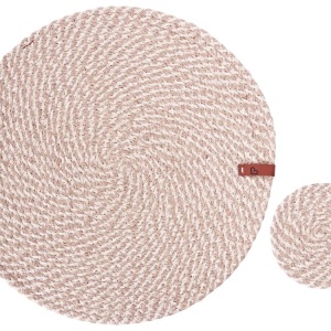 Produs Resigilat Set 6 naproane si 6 suporturi pahare Re-Bloom Pipturus, iuta/bumbac, 35x35 si 10x10 cm, bej - Verificat A