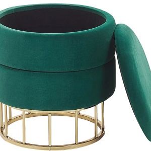 Produs Resigilat Taburet Re-Bloom Elgin cu spatiu de depozitare, 37x37x42 cm, catifea, picioare metal, 100 kg, verde inchis - Verificat A - Img 2
