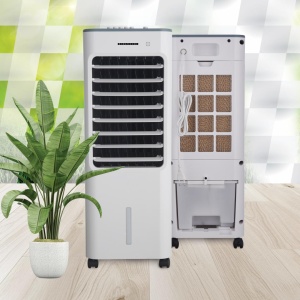 Produs Resigilat Ventilator cu efect de racire prin evaporare Heinner HACLP-M53WH, functie umidificare, 3 viteze, oscilatie unghi larg, capacitate rezervor apa: max 4.8L, filtru si rezervor apa detasabile, doua recipiente gheata, roti manevrare usoara, 50 - Img 6
