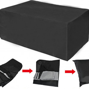 Protectie impermeabila rezistenta la vant si UV pentru mobilier de gradina AISENPARTS, tesatura oxford, negru, 120 x 120 x 74 cm - Img 1
