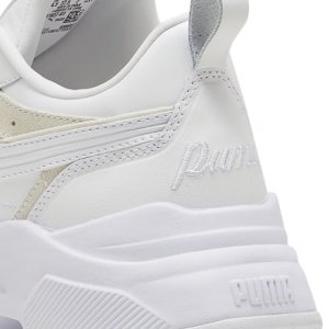 Puma, Pantofi sport cu garnituri de piele intoarsa Cassia Lux, Alb, Bej deschis, 38, Resigilat, Grad A - Img 4