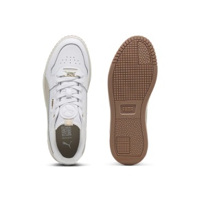 Puma, Pantofi sport de piele si piele ecologica Carina Street Lux, Alb, Maro camel, 38, Resigilat, Grad A - Img 3
