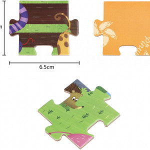 Puzzle cu 63 piese pentru copii OhMill, hartie, animale, multicolor, 48 x 33 cm - Img 2