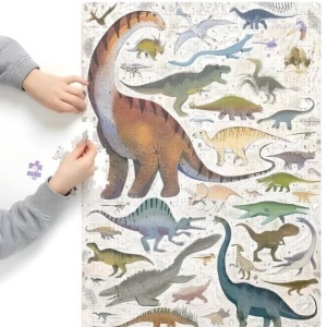 Puzzle pentru copii educational, Banana Panda Puzzlove Dinosaurs, 200 piese, specii dinozauri, format mare 68 x 48 cm - Img 1