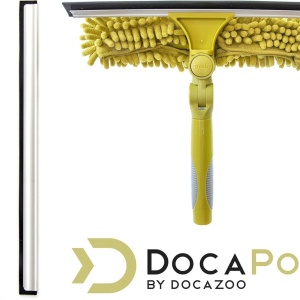 Racleta cu pamatuf compatibila cu manerul extensibil DocaPole, microfibra/cauciuc/plastic, galben/negru - Img 3