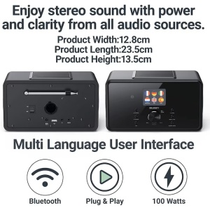 Radio internet global Bluetooth DAB+, Majority, 2.1, cu subwoofer integrat, 100 W, Radio FM, Spotify Connect, telecomanda, negru, Resigilat, Grad A - Img 3
