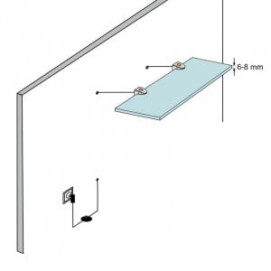 Raft de perete Brieanna, LED, metal/sticla, transparent/argintiu, 0,8 x 30 x 15 cm