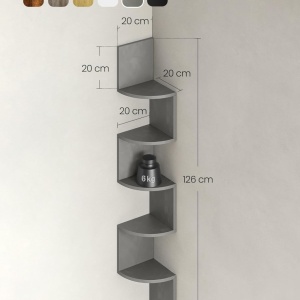 Raft de perete Vasagle, PAL, gri, 20 x 20 x 126 cm, Resigilat, Grad A - Img 4