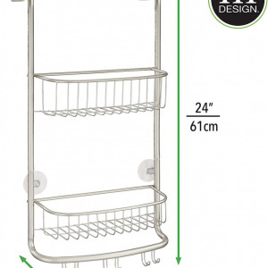 Raft pentru dus mDesign, metal, argintiu, 61 x 30,5 x 16,3 cm 