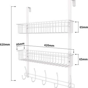 Raft suspendat de depozitare Lucycaz, metal, alb, 42 x 9,5 x 62 cm