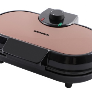 RESIGILAT - APARAT DE FACUT GOFRE HEINNER HWF-1000CR, 1000W, placi cu invelis antiaderent, Negru/aramiu