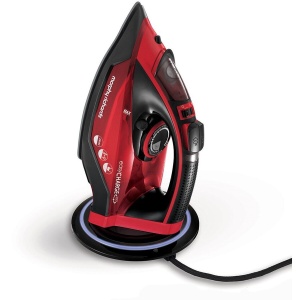 RESIGILAT Fier de calcat, Morphy Richards, EasyCharge, Cordless, 2400W, 30g/min, 1300 g debit abur continuu, capacitate rezervor 350 ml, functionare fara cablu, Rosu/Negru