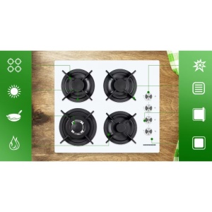 Resigilat Plita incorporabila Heinner HBH-V4IWF-GWH, Gaz, 4 Arzatoare, WOK, Gratar fonta, Aprindere electrica, Dispozitiv de siguranta, 60 cm, Sticla Alba - Img 3