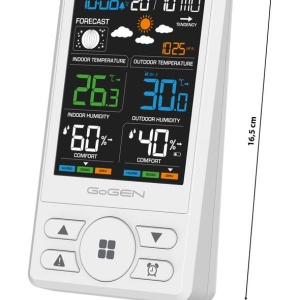 RESIGILAT - Statie meteo cu prognoza animata GoGEN ME 1250W, LCD color, senzor extern fara fir, alb - Img 2