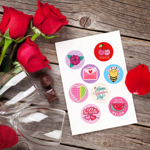 Rola cu 500 autocolante pentru Valentine's Day, hartie, multicolor, 2,5 cm - Img 4