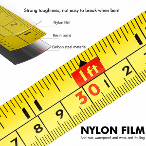 Ruleta de masurare N\C, aliaj de otel/ABS, galben/negru, 7,5 x 25 mm - Img 6