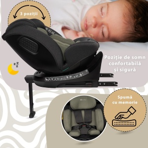 Scaun auto Appekids, I-SIZE, 40-150 cm, Rear Facing 360Â°, Pro Confort - Green - Img 3