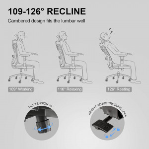 Scaun de birou ergonomic Sihoo, suport lombar reglabil,tetiera reglabila, roți poliuretanice, gri, 46 x 61 x 110 cm - Img 3