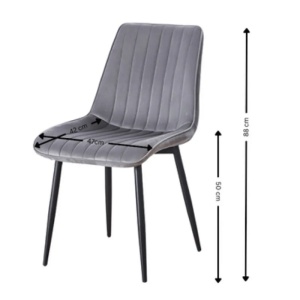 Scaun living AB176, catifea, picioare metalice, 88x47x42 cm, sarcina maxima 100 kg, gri - Img 3