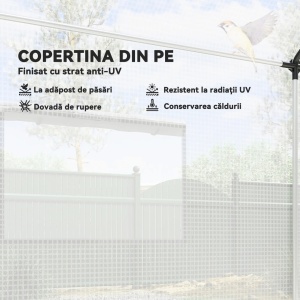 Sera de gradina tip tunel, otel galvanizat/polietilena 140gsm, 200x300x200 cm, usa 100x165cm + ferestre 60x40cm rulabile, rezistenta vant nivel 4, anti-UV, alb - Verificat A · Re-Bloom - Img 4