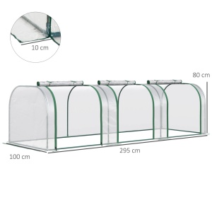 Sera tip tunel 295x100x80 cm, cadru otel, PVC transparent, usi rulou fermoar, anti-vant nivel 4, legume flori - Verificat A · Re-Bloom - Img 3