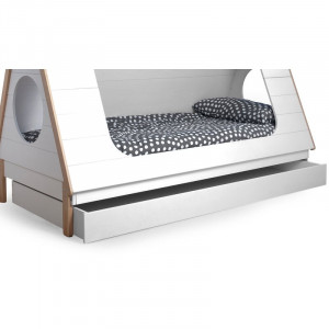 Sertar de depozitare pentru pat Anzuelo, lemn masiv, alb, 16 x 95 x 204,8 cm - Img 1