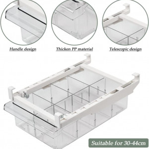 Sertar organizator pentru frigider cu 8 compartimente FOCCTS, plastic, transparent, 30.5 x 20 x 9.5  cm