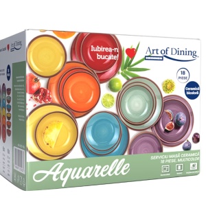 Serviciu de masa Art of Dining by Heinner Aquarelle, ceramica, 18 piese, Resigilat, Grad B