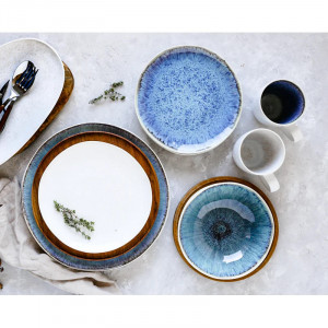 Serviciu de masa Takako, ceramica, albastru/alb, 16 piese