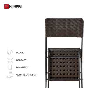Set 10 x 2 scaune gradina pliabile Kiwari 44.5x57x80.5 cm, cadru metalic, 120 kg, terasa/balcon/camping, maro - Img 4