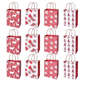 Set 12 pungi pentru cadouri Tuibeidamai, hartie, alb/rosu, 21 x 10 x 26 cm