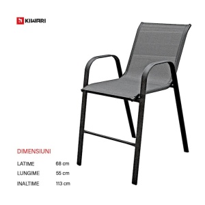 Set 16 x set mobilier gradina Kiwari Bistro 2 locuri, masa rotunda diametru 76x100 cm + 2 scaune 55x68x113 cm, suprapozabile, 110 kg, gri - Img 6