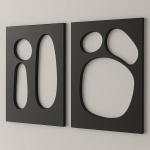 Set 2 decoratiuni de perete Re-Bloom, MDF, negru, 50 x 70 cm