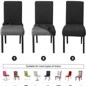 Set 2 huse de protectie pentru scaune Veakii, poliester, gri inchis, 46 x 46 x 60 cm