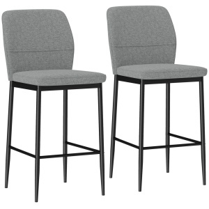 Set 2 scaune de bar din catifea, cu spatar si suport picioare, otel, Gri - Verificat A · Re-Bloom