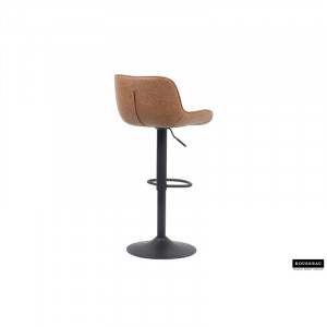 Set 2 scaune de bar tapitate Bueche, piele PU/metal, maro/negru, 48 x 49,5 x 84-105 cm